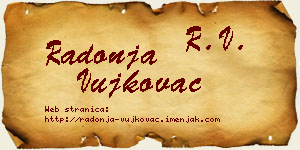 Radonja Vujkovac vizit kartica
